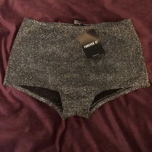 Forever 21 silver shimmer high wasted shorts